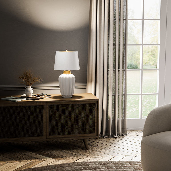 Lucas + McKearn QN-Bexley-TL-WBB One Light Table Lamp, White