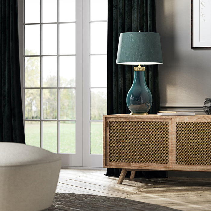 Lucas + McKearn QN-Havering-TL One Light Table Lamp, Azure Turquoise