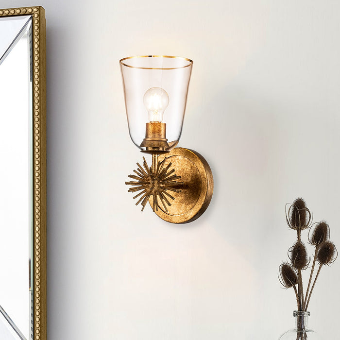 Lucas + McKearn SC00957G-1 One Light Wall Sconce, Gold Leaf