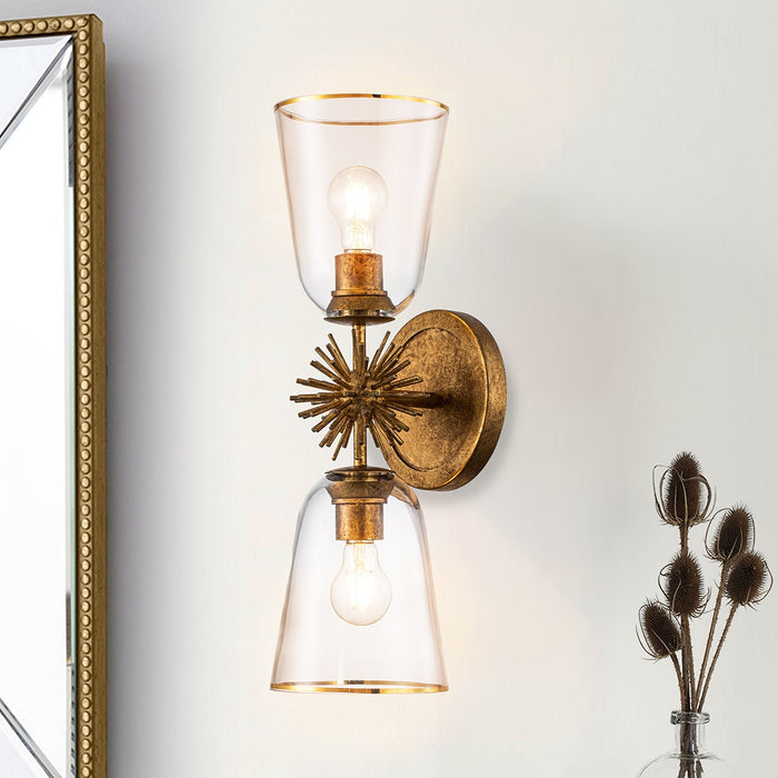 Lucas + McKearn SC00957G-2 Two Light Wall Sconce, Gold Leaf