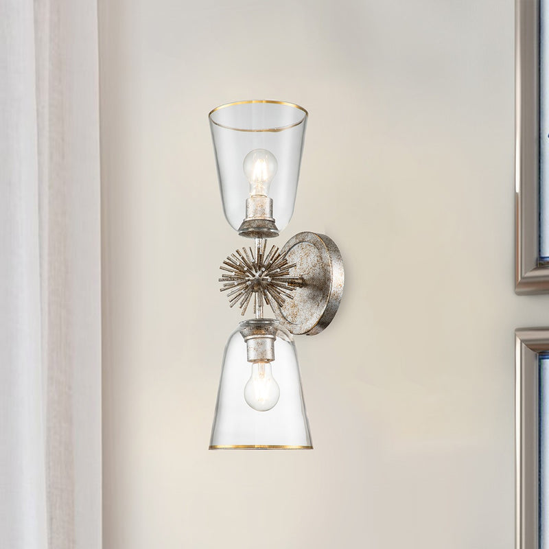 Lucas + McKearn SC00957S-2 Two Light Wall Sconce, Silver Leaf