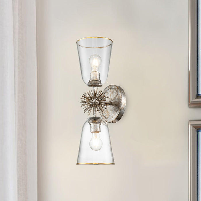 Lucas + McKearn SC00957S-2 Two Light Wall Sconce, Silver Leaf