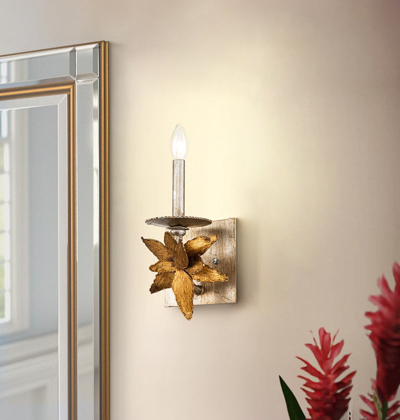 Lucas + McKearn SC1054-1 One Light Wall Sconce, Gold Leaf/Silver Leaf