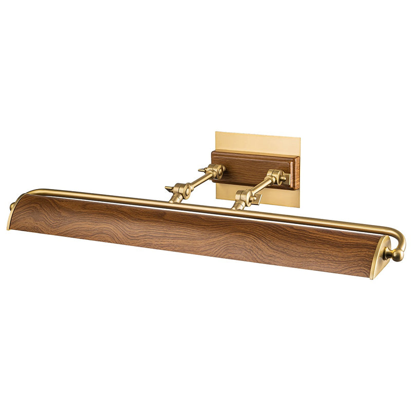 Lucas + McKearn WINCHFIELD-PLL-AB-OAK Four Light Picture Light, Aged Brass/Oak