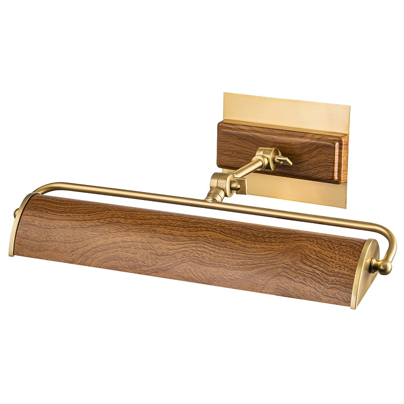 Lucas + McKearn WINCHFIELD-PLM-AB-OAK Two Light Picture Light, Aged Brass/Oak