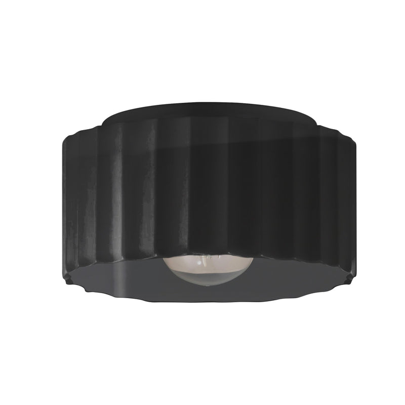Justice Designs CER-6185W-BLK One Light Outdoor Flush Mount, Gloss Black