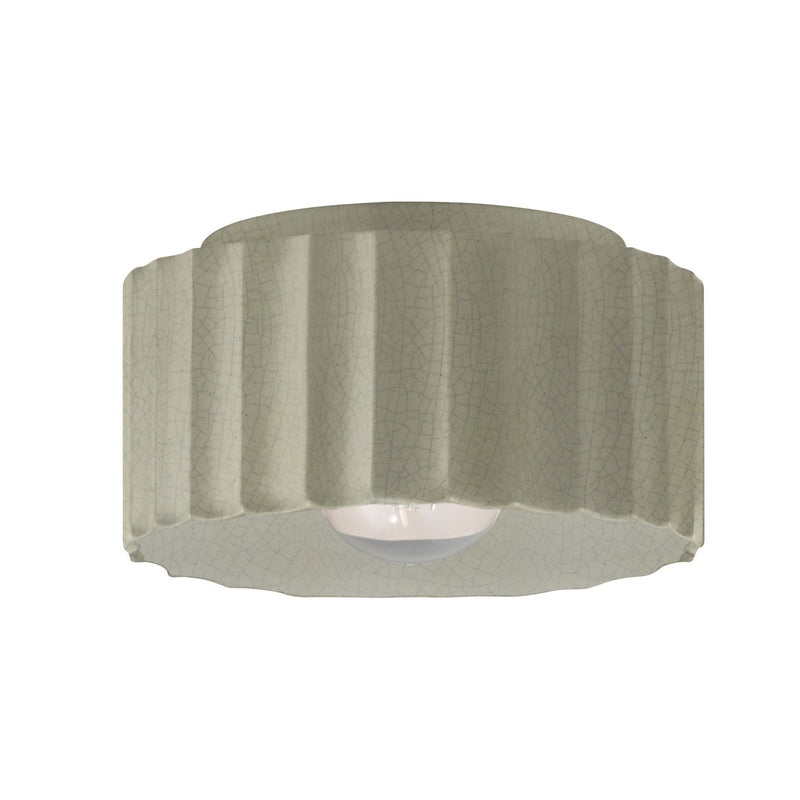 Justice Designs CER-6185W-CKC One Light Outdoor Flush Mount, Celadon Green Crackle