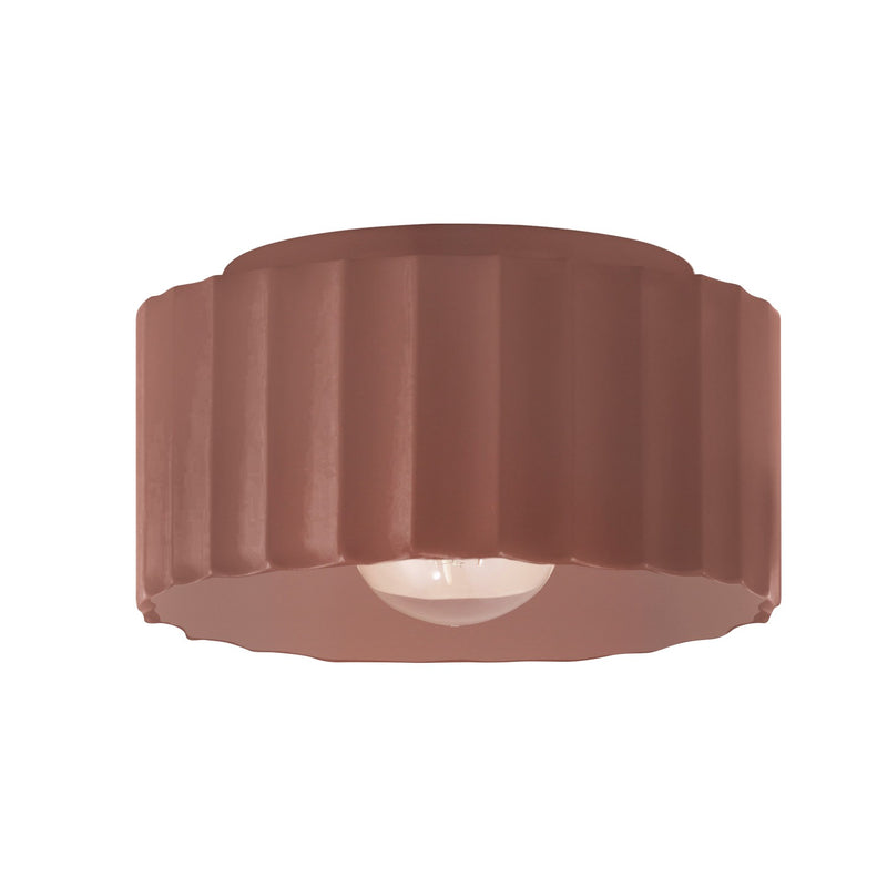Justice Designs CER-6185W-CLAY One Light Outdoor Flush Mount, Canyon Clay