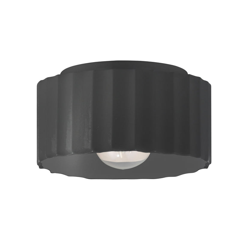 Justice Designs CER-6185W-CRB One Light Outdoor Flush Mount, Carbon - Matte Black