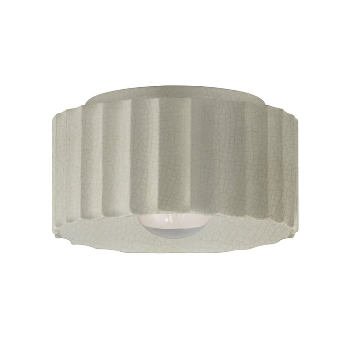 Justice Designs CER-6185W-CRK One Light Outdoor Flush Mount, White Crackle