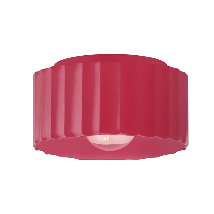 Justice Designs CER-6185W-CRSE One Light Outdoor Flush Mount, Cerise