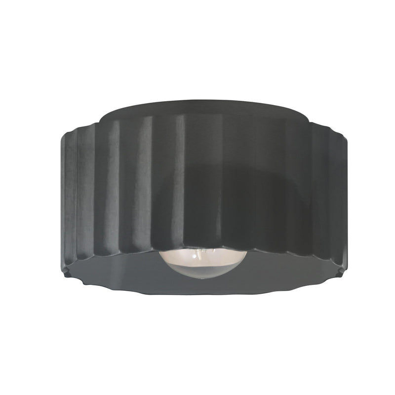 Justice Designs CER-6185W-GRY One Light Outdoor Flush Mount, Gloss Grey
