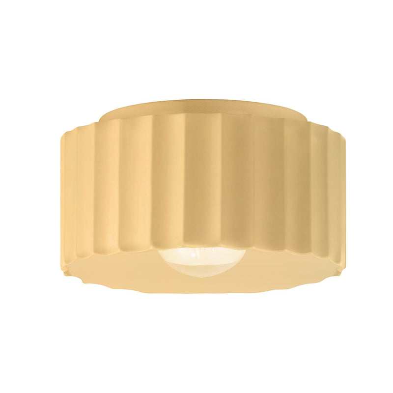 Justice Designs CER-6185W-MYLW One Light Outdoor Flush Mount, Muted Yellow