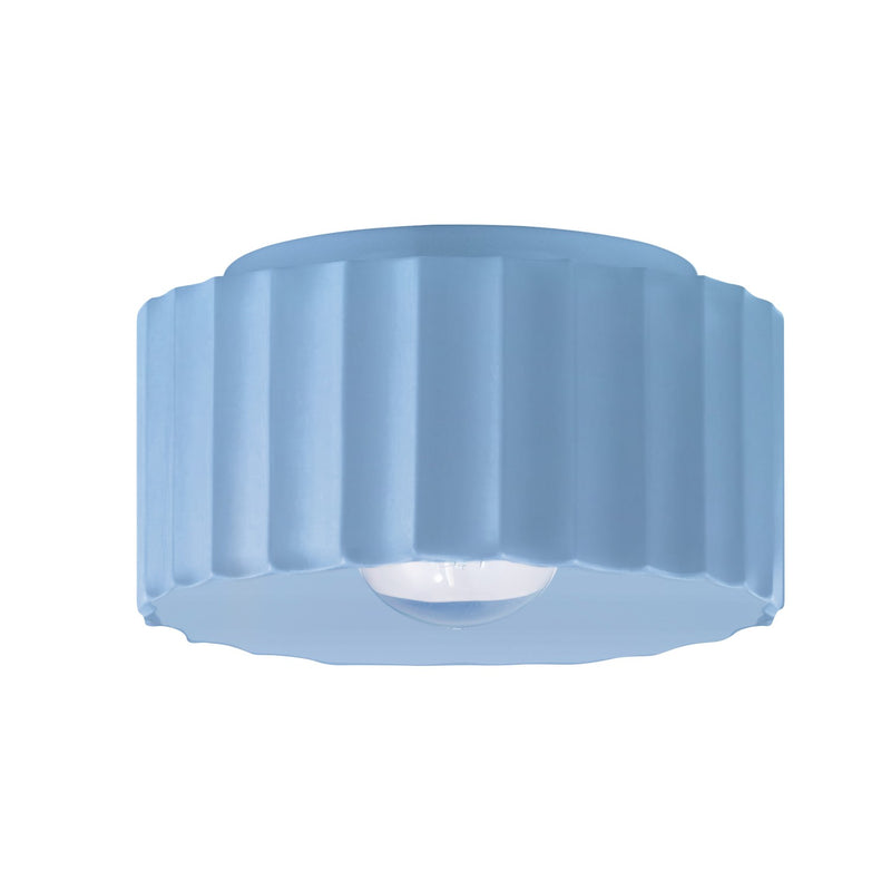 Justice Designs CER-6185W-SKBL One Light Outdoor Flush Mount, Sky Blue