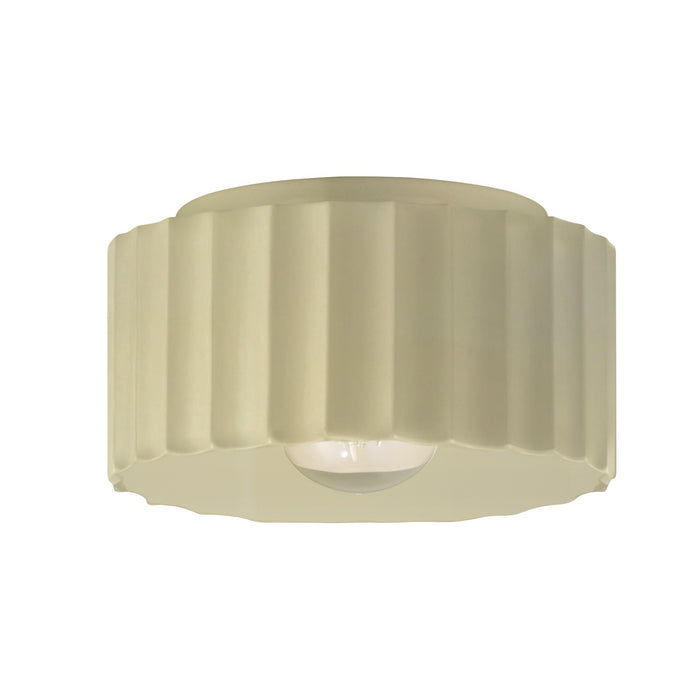 Justice Designs CER-6185W-VAN One Light Outdoor Flush Mount, Vanilla (Gloss)