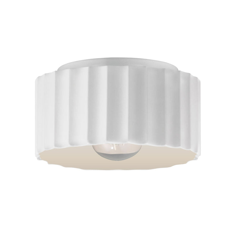 Justice Designs CER-6185W-WHT One Light Outdoor Flush Mount, Gloss White