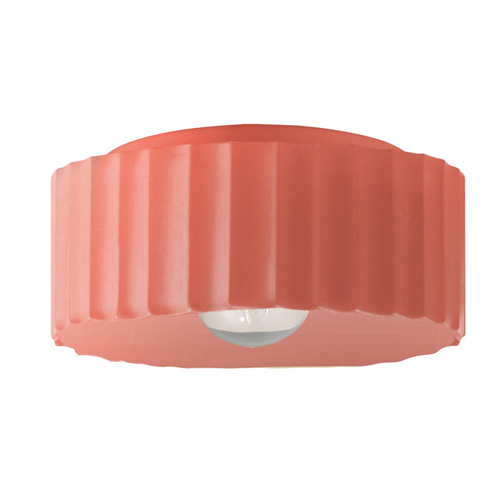 Justice Designs CER-6187-BSH One Light Flush-Mount, Gloss Blush