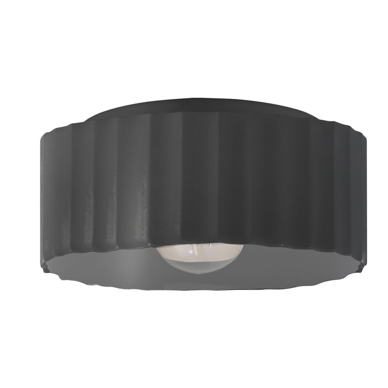 Justice Designs CER-6187-CRB One Light Flush-Mount, Carbon - Matte Black