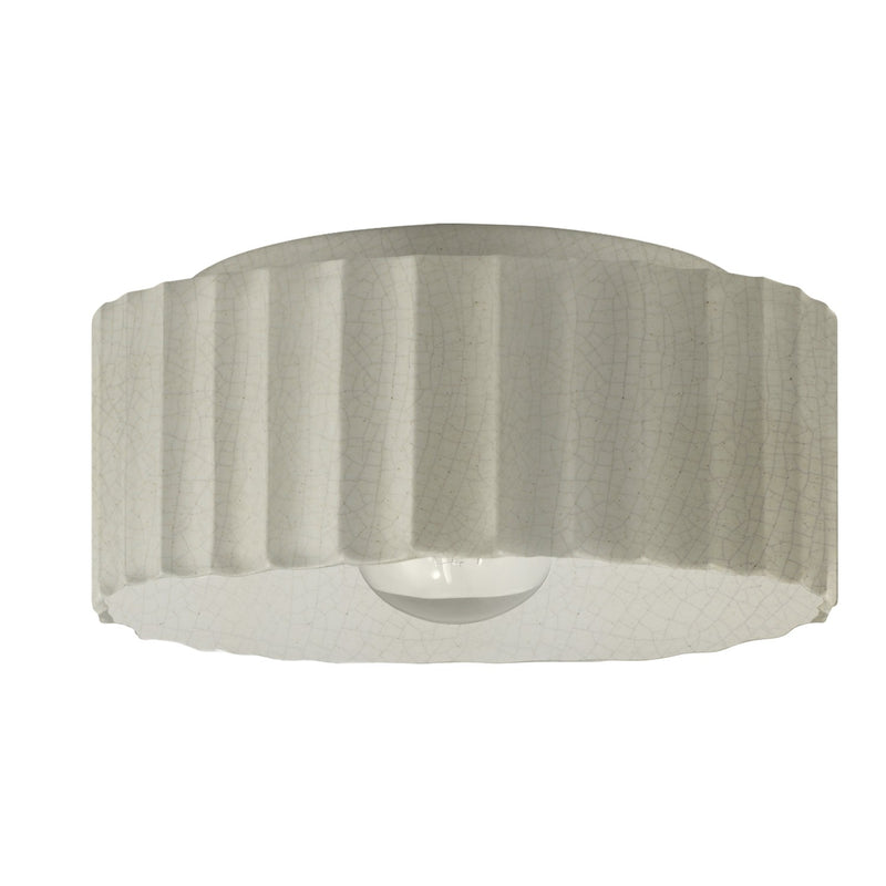 Justice Designs CER-6187-CRK One Light Flush-Mount, White Crackle