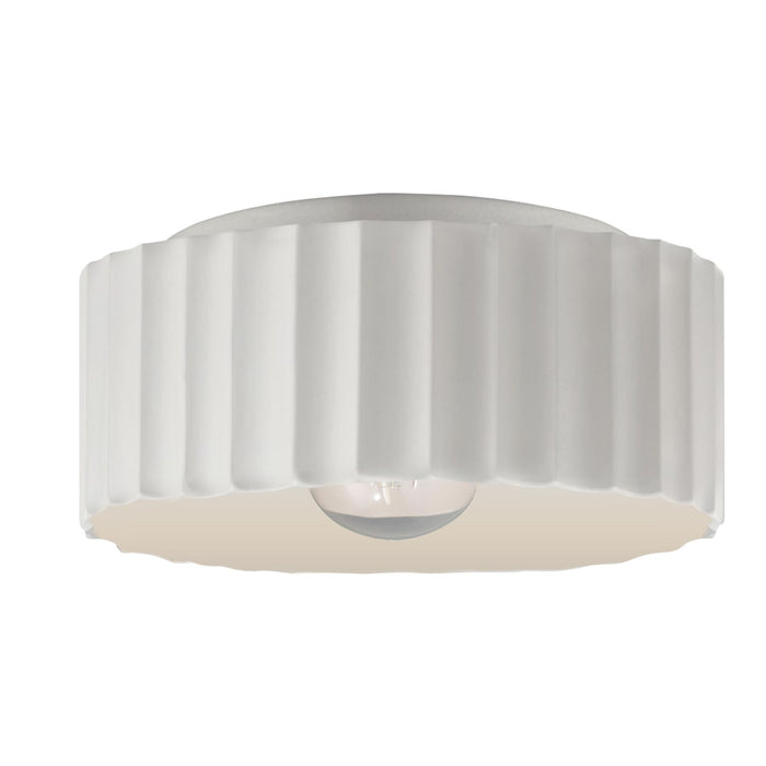 Justice Designs CER-6187W-BIS One Light Outdoor Flush Mount, Bisque