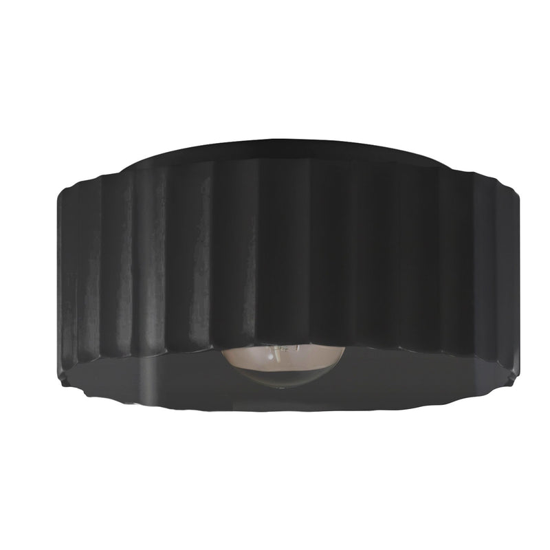 Justice Designs CER-6187W-BLK One Light Outdoor Flush Mount, Gloss Black