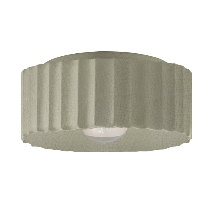 Justice Designs CER-6187W-CKC One Light Outdoor Flush Mount, Celadon Green Crackle