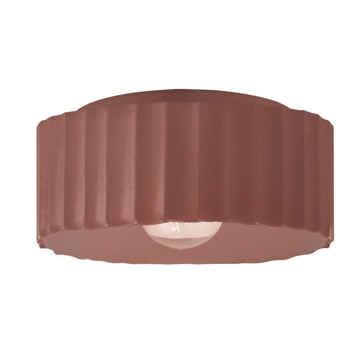 Justice Designs CER-6187W-CLAY One Light Outdoor Flush Mount, Canyon Clay