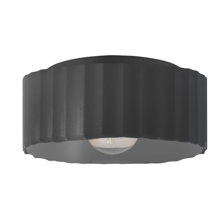 Justice Designs CER-6187W-CRB One Light Outdoor Flush Mount, Carbon - Matte Black