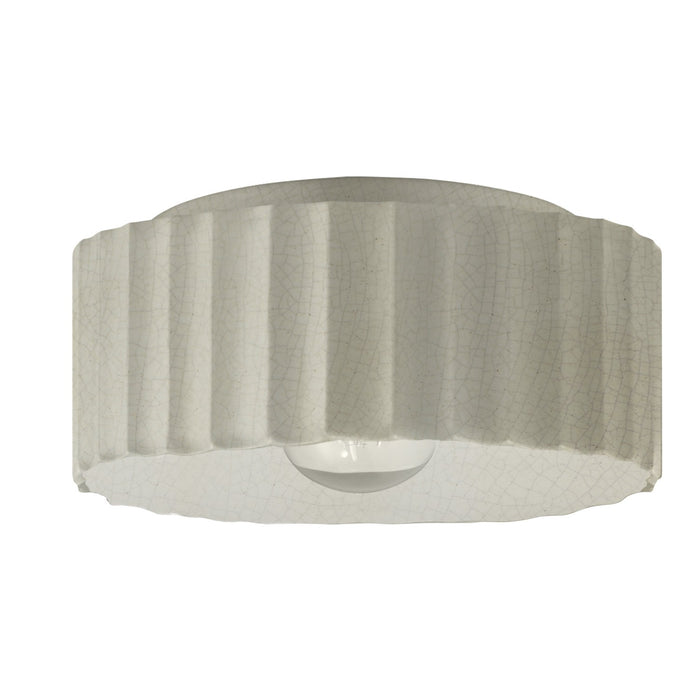 Justice Designs CER-6187W-CRK One Light Outdoor Flush Mount, White Crackle