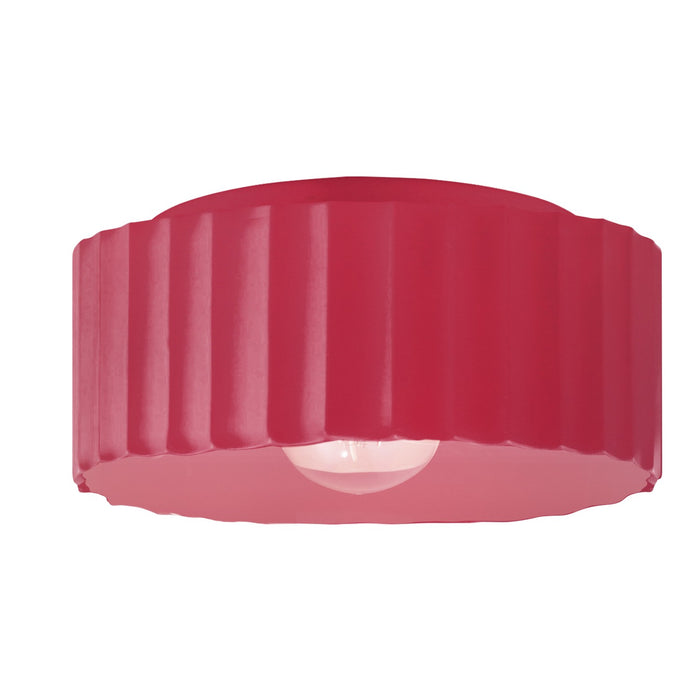 Justice Designs CER-6187W-CRSE One Light Outdoor Flush Mount, Cerise