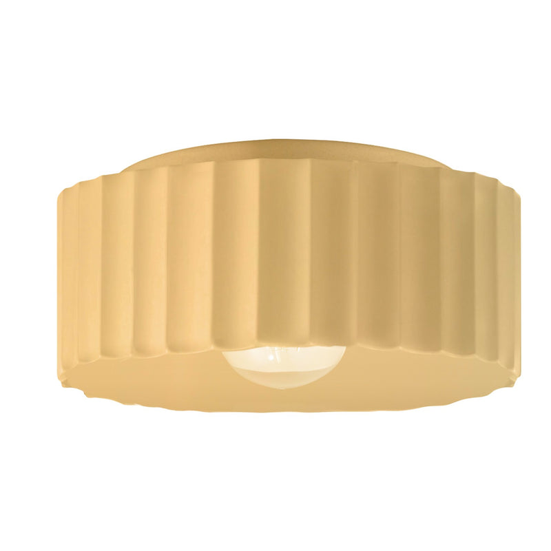 Justice Designs CER-6187W-MYLW One Light Outdoor Flush Mount, Muted Yellow