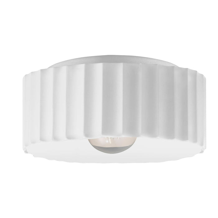 Justice Designs CER-6187W-WHT One Light Outdoor Flush Mount, Gloss White