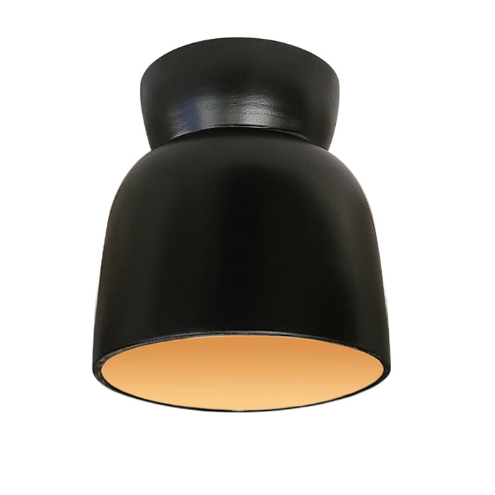 Justice Designs CER-6190-CBGD One Light Flush-Mount, Carbon Matte Black with Champagne Gold internal finish