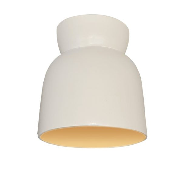 Justice Designs CER-6190-MTGD One Light Flush-Mount, Matte White with Champagne Gold internal finish