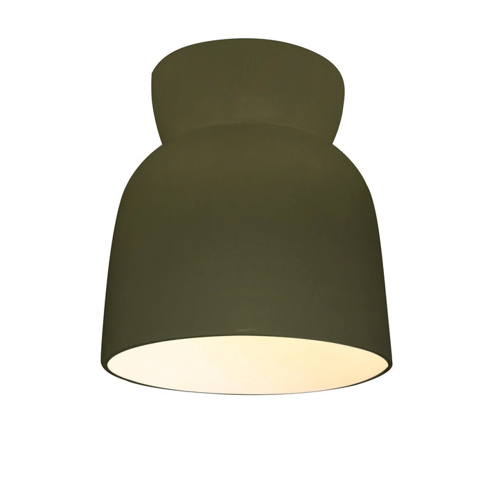 Justice Designs CER-6190W-MGRN One Light Outdoor Flush Mount, Matte Green