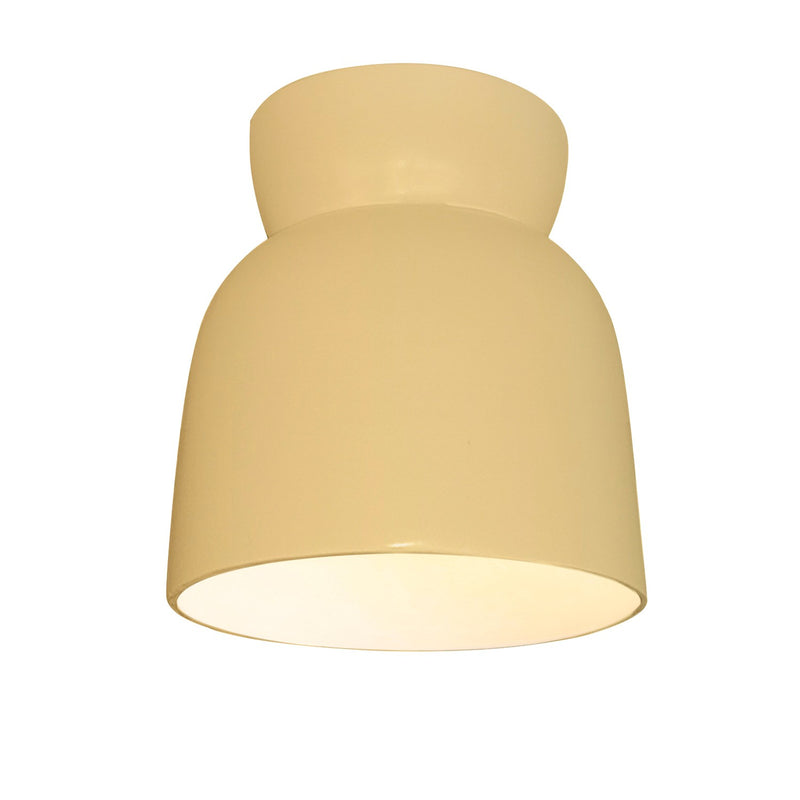 Justice Designs CER-6190W-MYLW One Light Outdoor Flush Mount, Muted Yellow