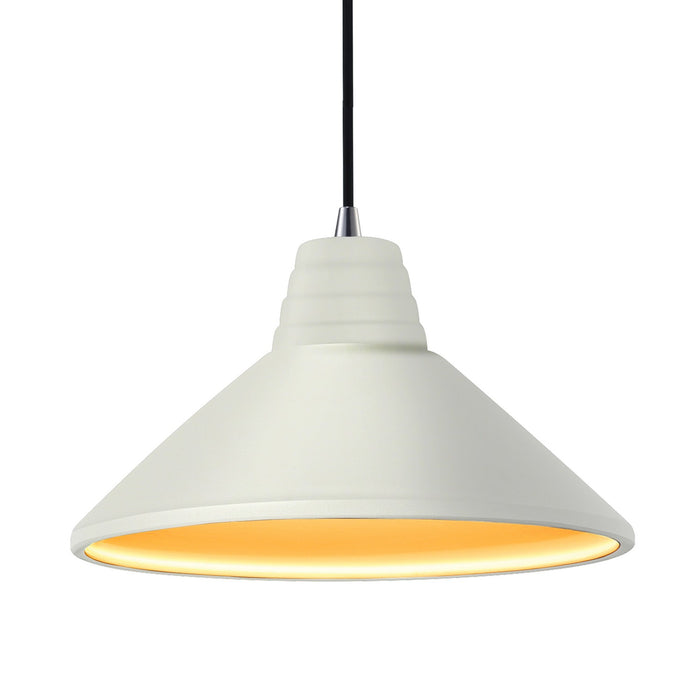 Justice Designs CER-6200-MTGD-CROM-BKCD One Light Pendant, Matte White with Champagne Gold