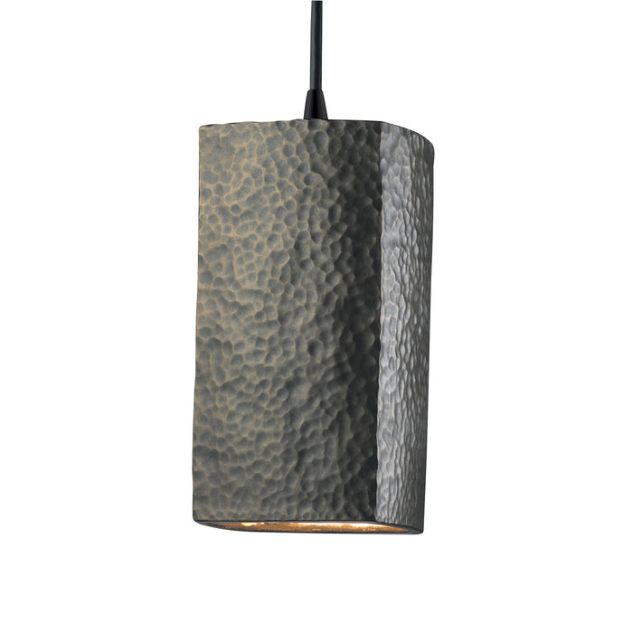 Justice Designs CER-6210-HMBR-MBLK-BKCD One Light Pendant, Hammered Brass