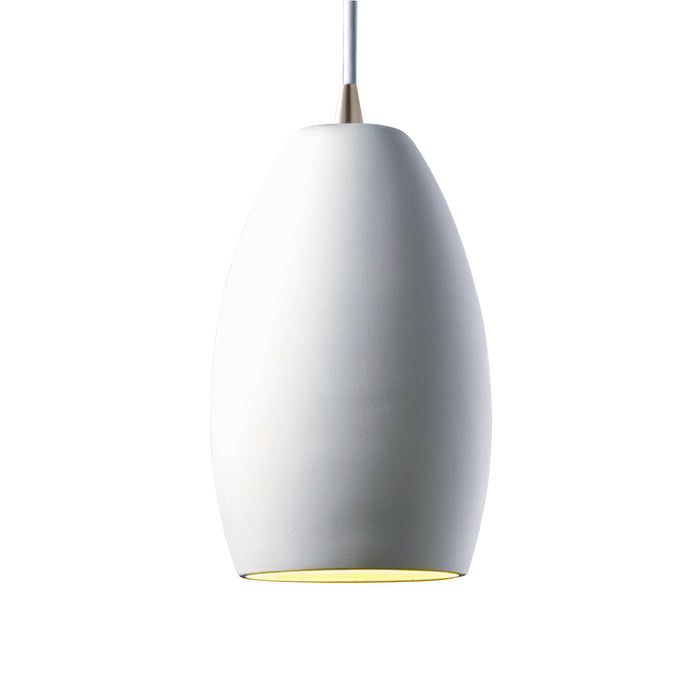 Justice Designs CER-6230-BIS-NCKL-WTCD One Light Pendant, Bisque