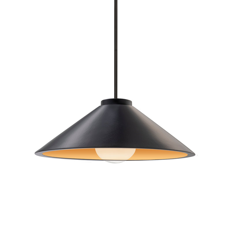 Justice Designs CER-6240-CBGD-MBLK-RIGID One Light Pendant, Carbon Matte Black with Champagne Gold