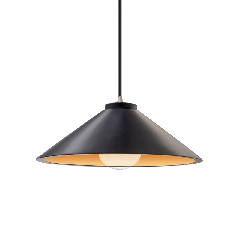 Justice Designs CER-6240-CBGD-NCKL-BKCD One Light Pendant, Carbon Matte Black with Champagne Gold