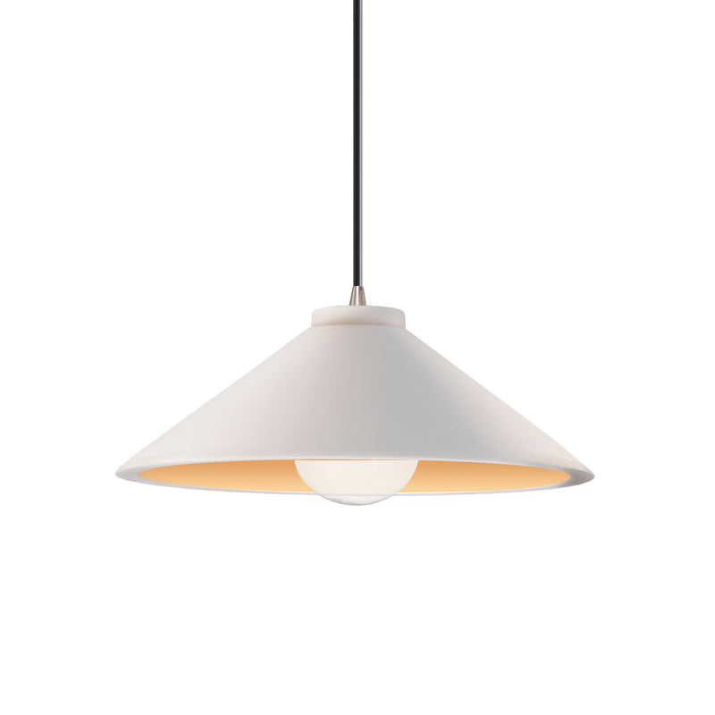 Justice Designs CER-6240-MTGD-NCKL-BKCD One Light Pendant, Matte White with Champagne Gold