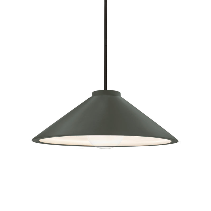 Justice Designs CER-6240-PWGN-MBLK-RIGID One Light Pendant, Pewter Green