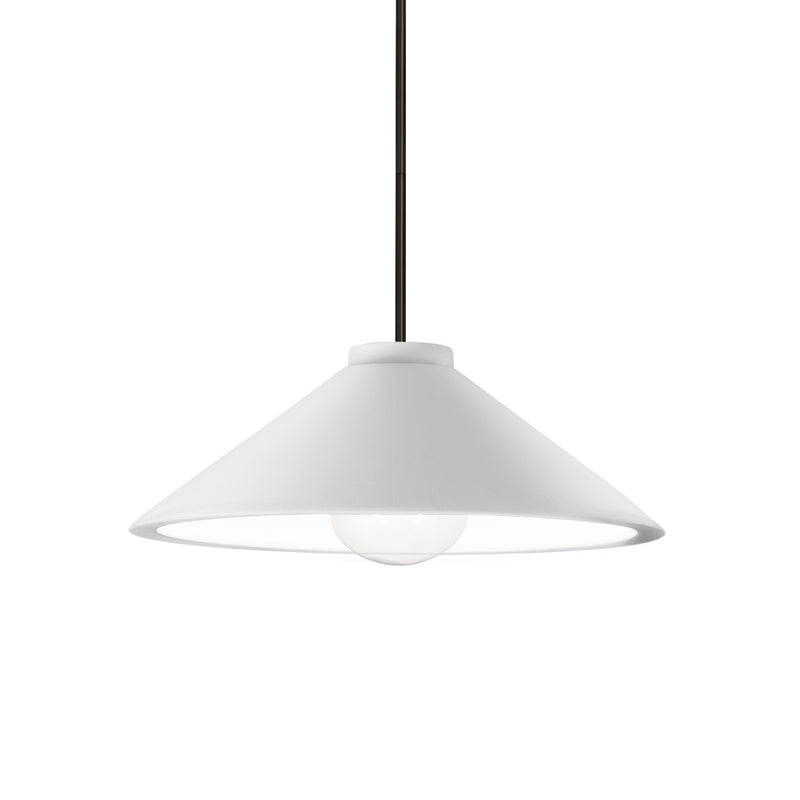 Justice Designs CER-6240-WHT-MBLK-RIGID One Light Pendant, Gloss White