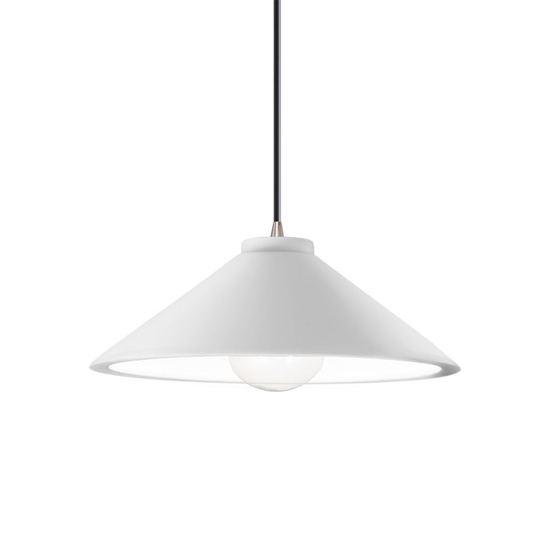 Justice Designs CER-6240-WHT-NCKL-BKCD One Light Pendant, Gloss White