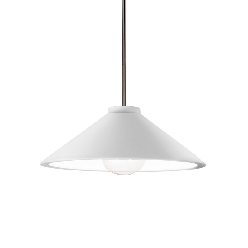 Justice Designs CER-6240-WHT-NCKL-RIGID One Light Pendant, Gloss White