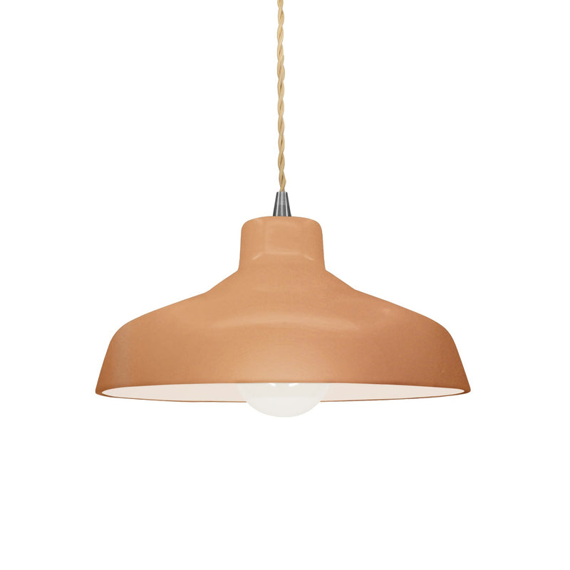 Justice Designs CER-6260-ADOB-NCKL-BEIG-TWST One Light Pendant, Adobe