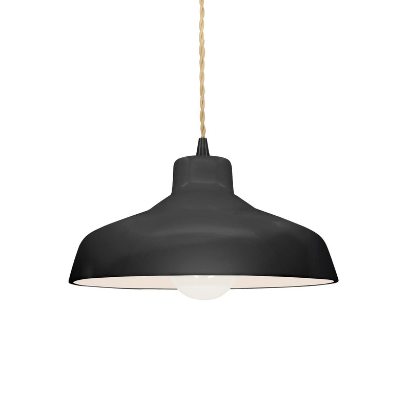 Justice Designs CER-6260-BKMT-MBLK-BEIG-TWST One Light Pendant, Gloss Black w/ Matte White