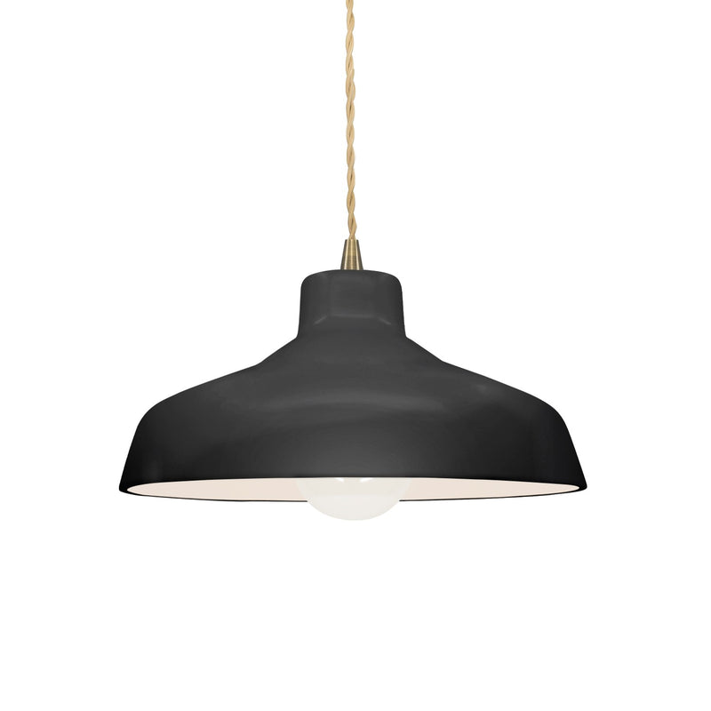 Justice Designs CER-6260-BLK-ABRS-BEIG-TWST One Light Pendant, Gloss Black