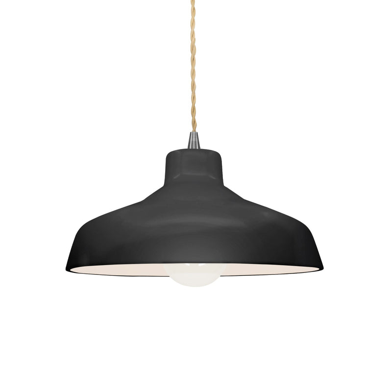 Justice Designs CER-6260-BLK-NCKL-BEIG-TWST One Light Pendant, Gloss Black
